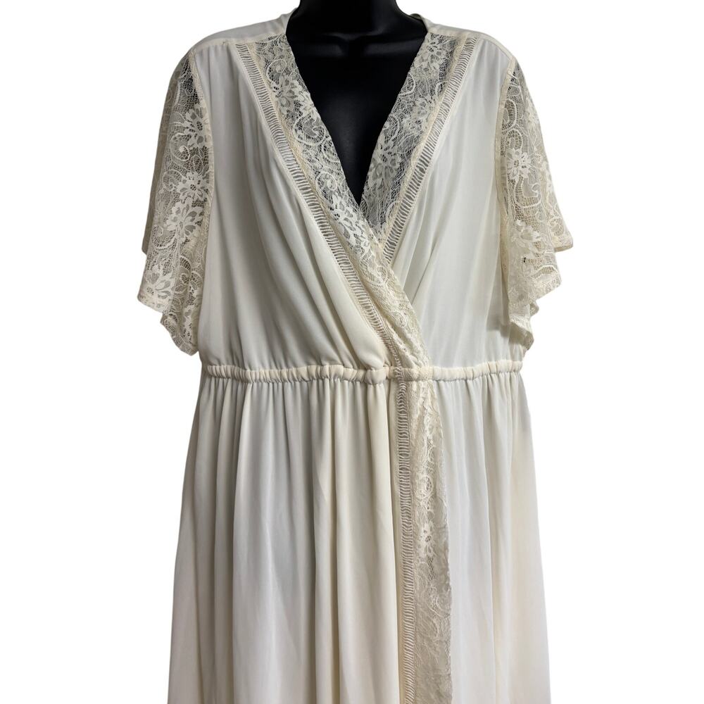 Torrid Ivory Gauze Maxi Dress Lace Trim Short Sleeve Boho Plus Size 2 2X New - Picture 2 of 11